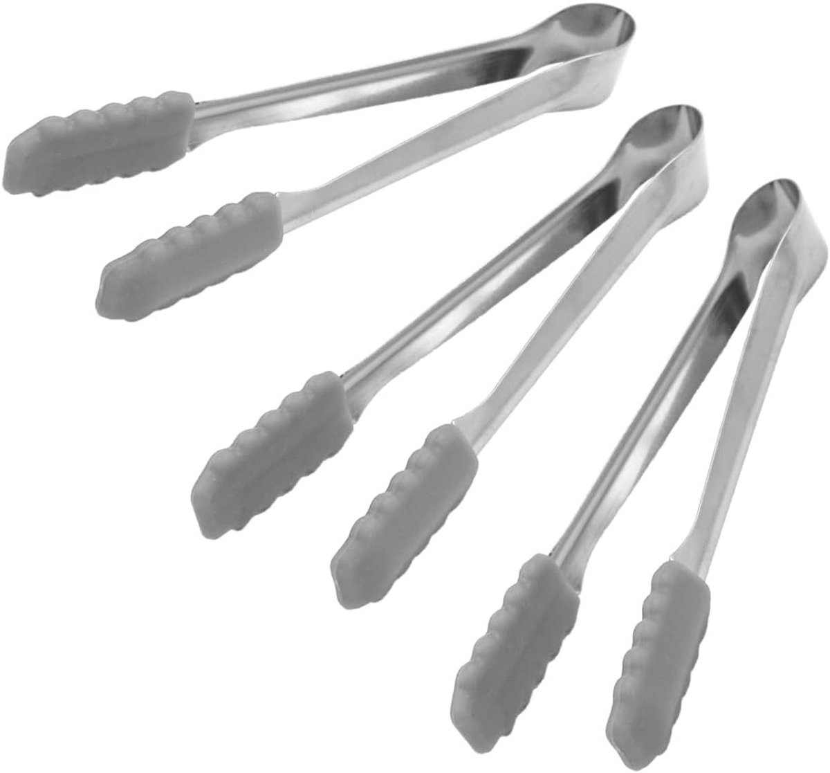 Set van 3 Siliconen IJslepels - RVS IJslepels en Snoepscheppen voor Feestjes, Buffetten en Picknicks (Grijs)