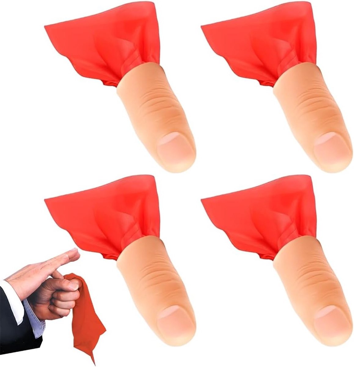 Magische accessoires voor de duim, goocheltruc, rode zakdoeken en feestartikelen voor magische shows