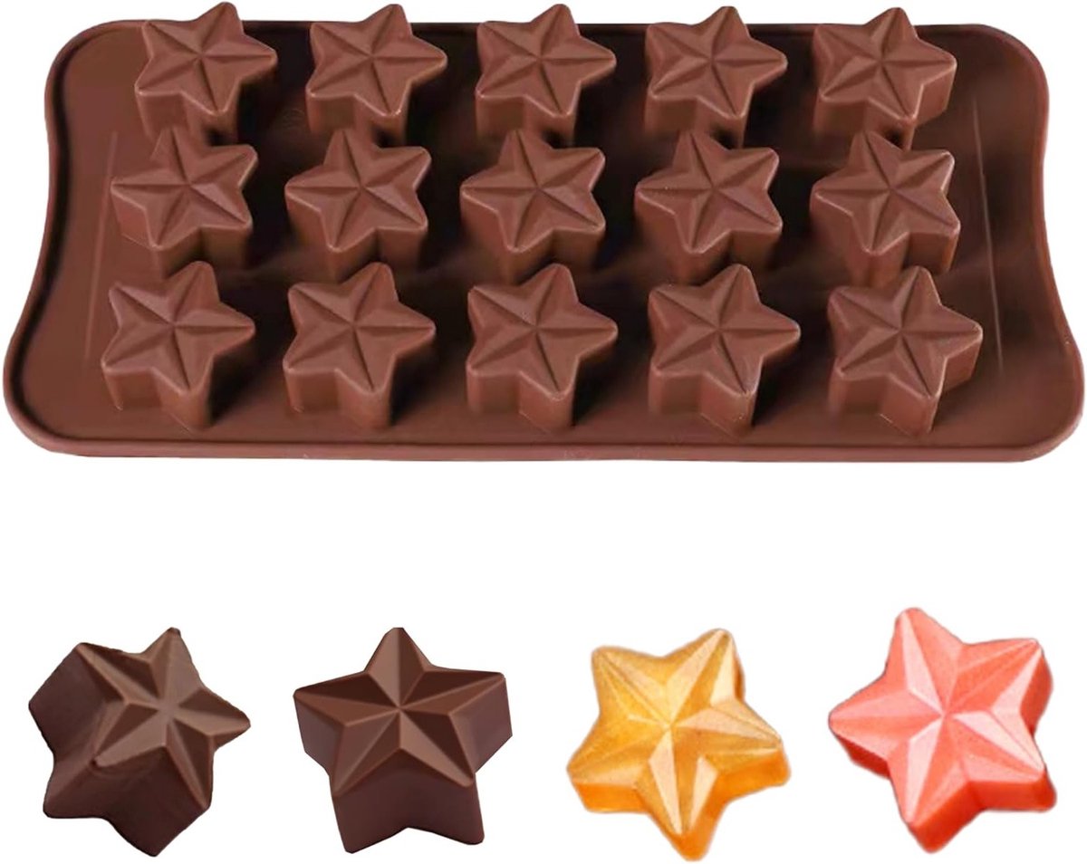 Siliconen Mal voor Stervormige Chocolade, Snoep en Bonbons - 15 Cavity Bakvorm voor Creatieve Desserts