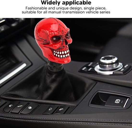 Versnellingspook Schedel - Pookknop Doodskop - Auto Personaliseren - Punk Skelet Design - Universeel Handmatig - Rood — afbeelding 3