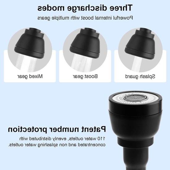 360° Draaibare Keuken Kraan Accessoire met Adapter, 3 Modi Waterstraal, Verlengstuk voor Badkamer en Keuken — afbeelding 5