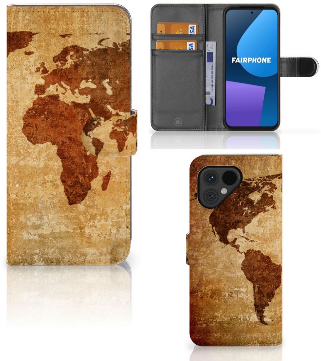 Fairphone 5 Flip Cover Wereldkaart