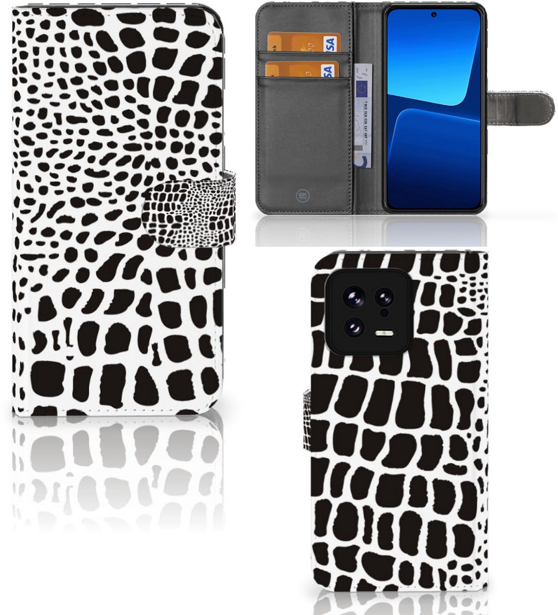 Xiaomi 13 Telefoonhoesje met Pasjes Slangenprint