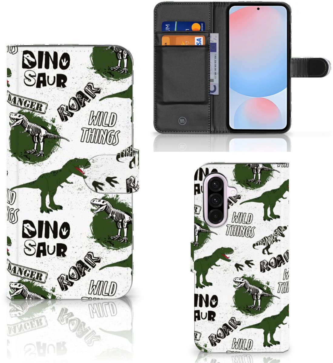 Telefoonhoesje met Pasjes voor Samsung Galaxy A56 Dinosaurus