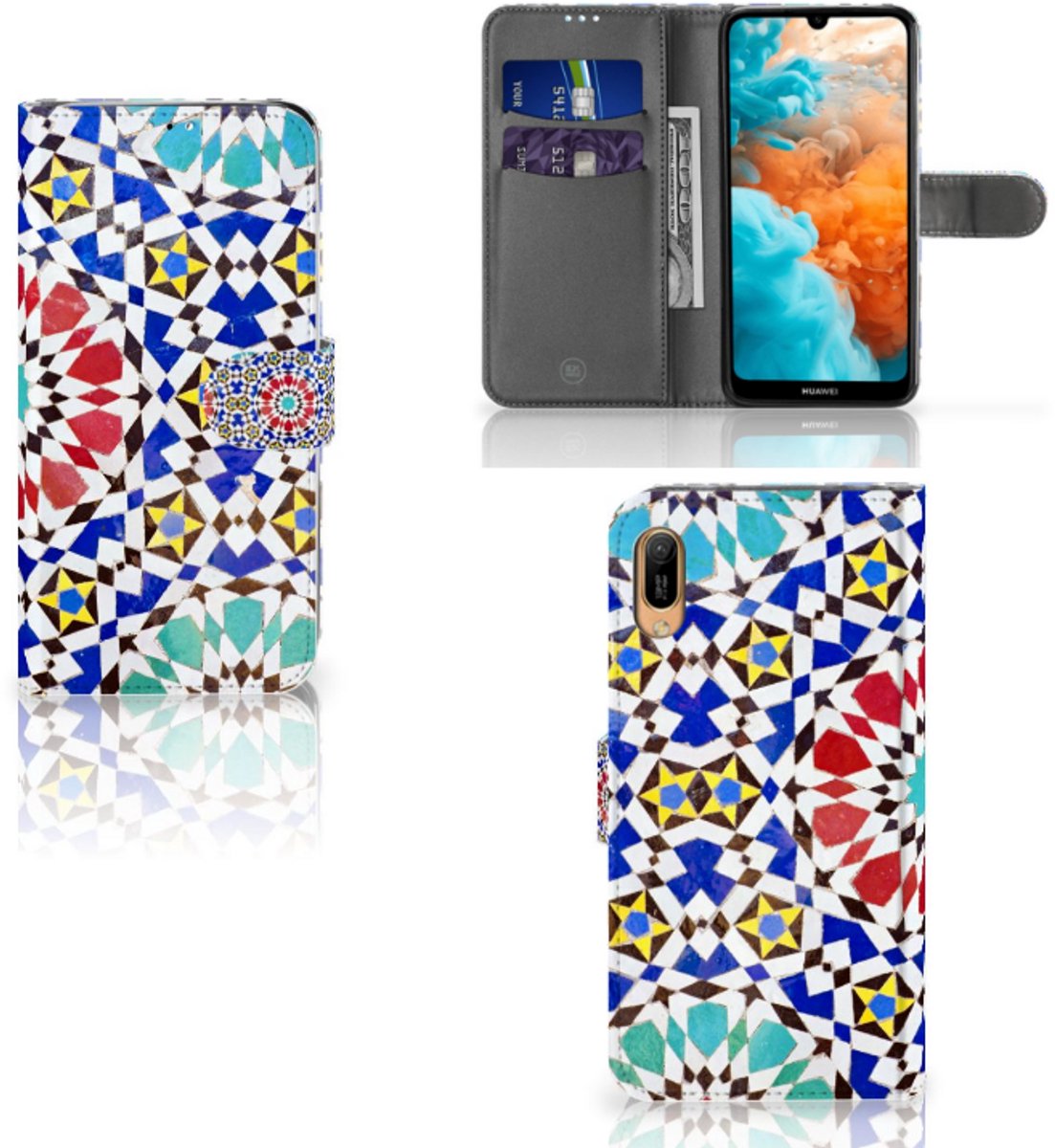Boekhoesje voor Huawei Y6 (2019) Bookcase Mozaïek