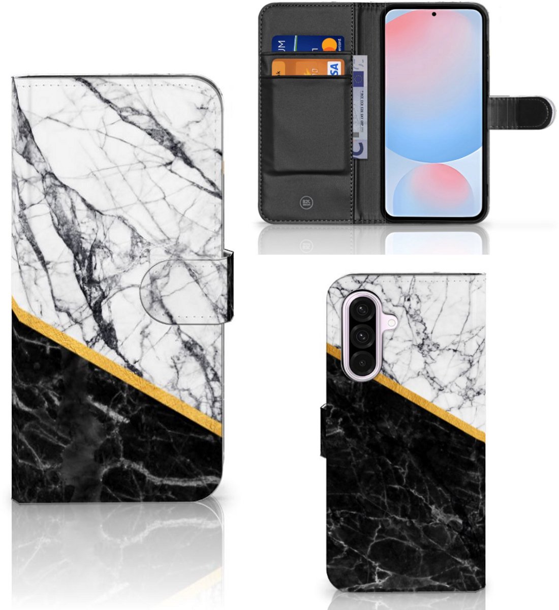 Samsung Galaxy A56 Bookcase Marmer Wit Zwart - Origineel Cadeau Man