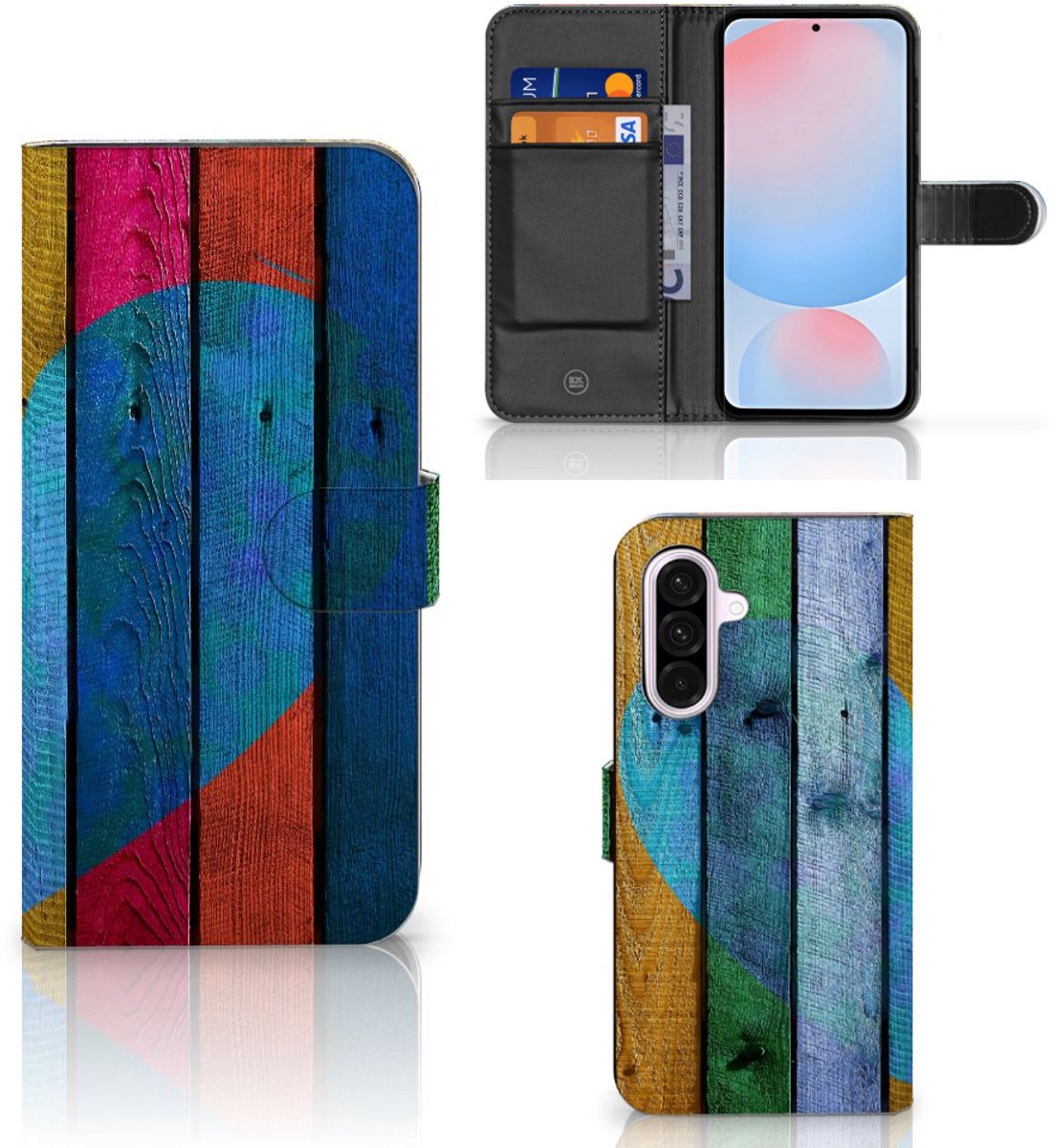 Samsung Galaxy A56 Book Style Case Wood Heart - Cadeau voor je Vriend