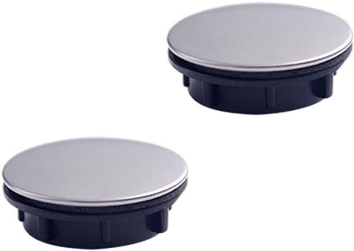 2 Stuks RVS Afvoerplug voor Keuken- en Badkamerspoelbak - Stopper voor Kraan- en Overloopgaten - 35mm Accessoires voor Sanitair
