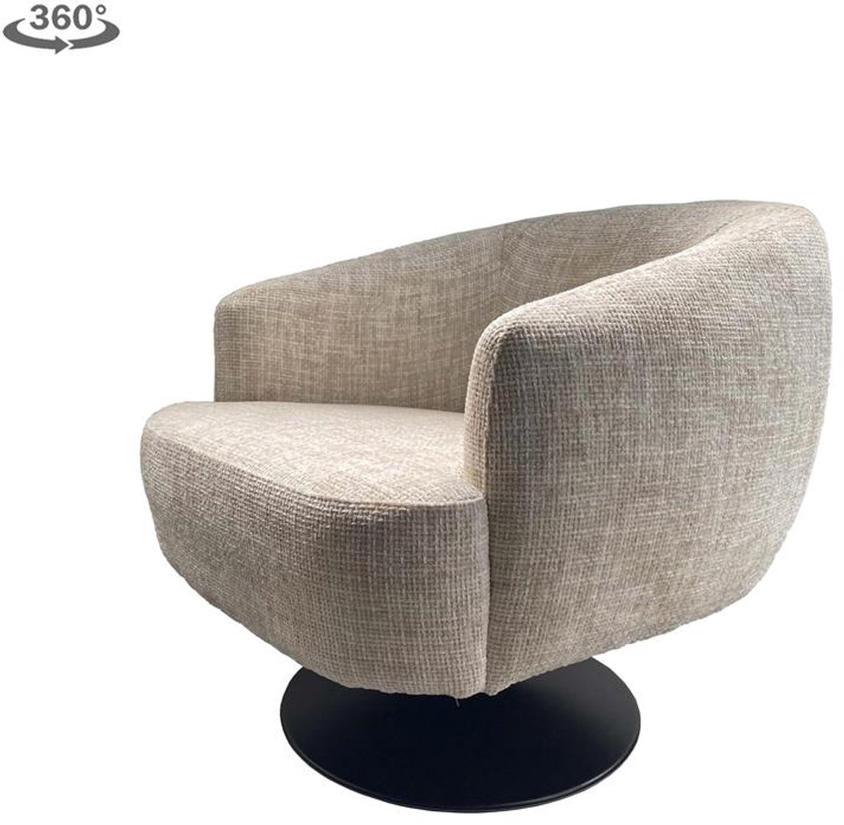 Tower Living Draaifauteuil Barga - Off White Stof - 80x80x75cm