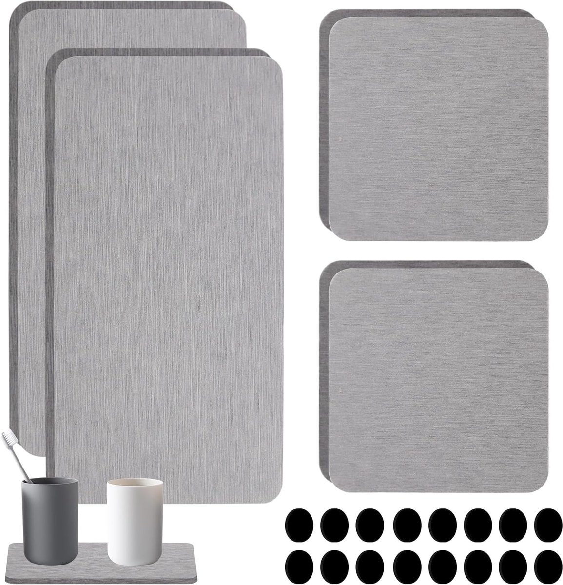 Waterabsorberende stenen - 4 stuks diatomiet coasters voor het verminderen van vocht, ideale onderzetters voor bekers en borstels