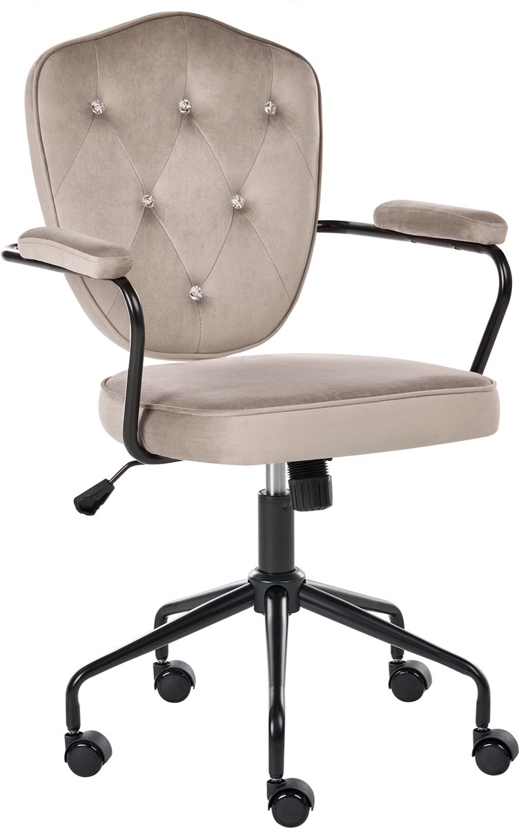 Beliani VELISSE - Bureaustoel - Taupe - Fluweel Beige