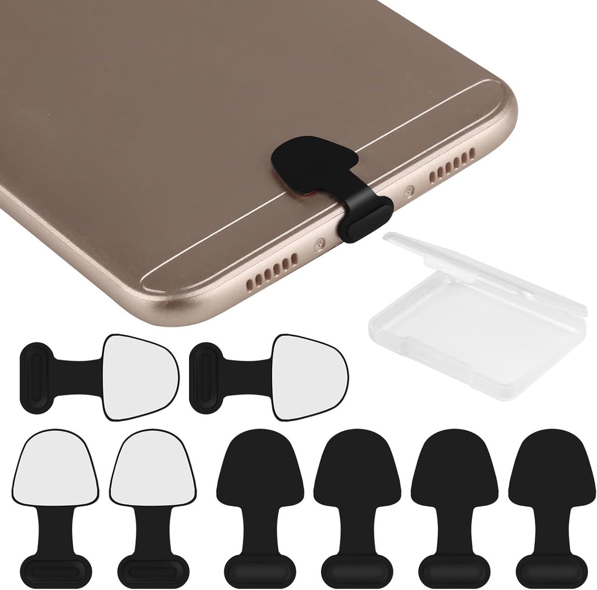 8 Stofdoppen voor Type C Connector, Silicone USB-C Bescherming, Opladen voor Android en Laptop met Verwijderbare Sticker