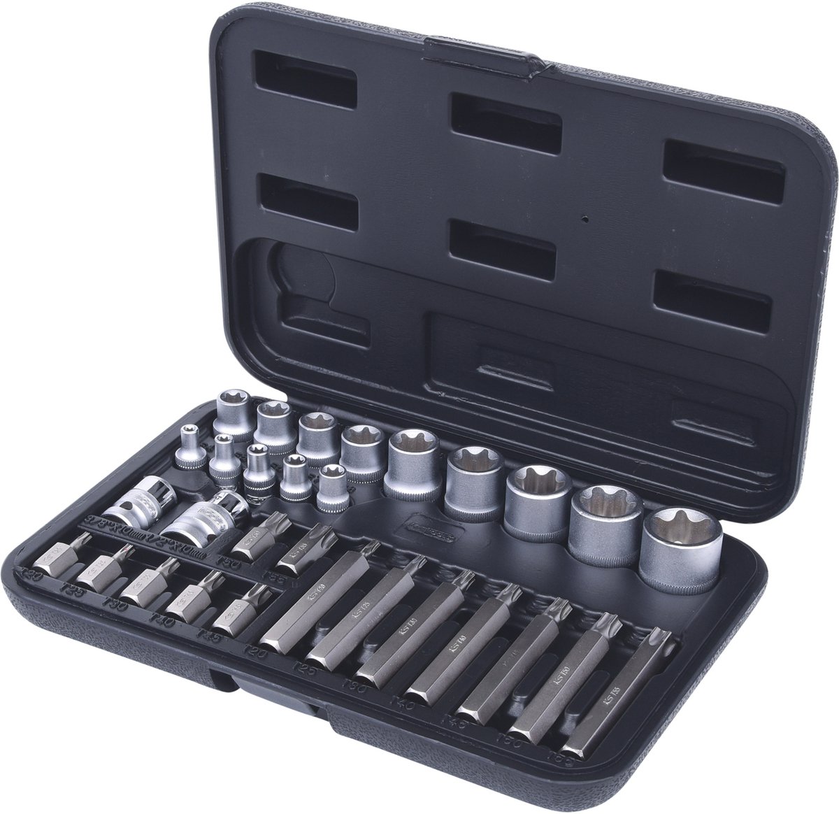 KS TOOLS Torx-Steeksleutel- en Bit-set 30-delig Bits met boring - 911.4301-2