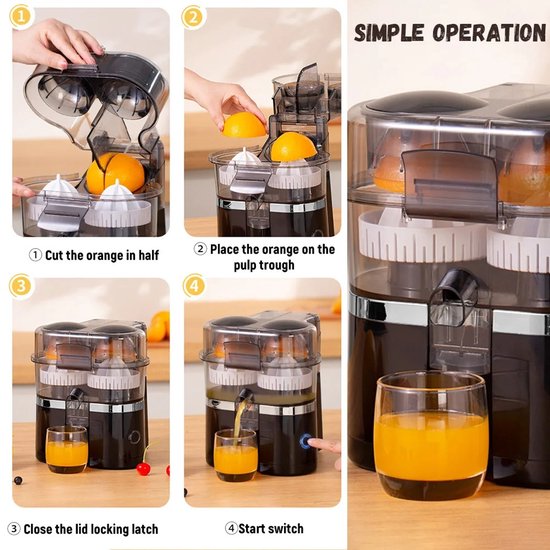 ACEP Dubbele elektrische sapcentrifuge - 200W - Sapcentrifuge - Slowjuicer - Sinaasappelpers - Citruspers - Sinaasappelpers elektrisch van Merkloos — afbeelding 5