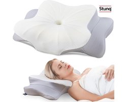 Traagschuim nek- en schouderkussen met dubbele hoogte en ademende hoes