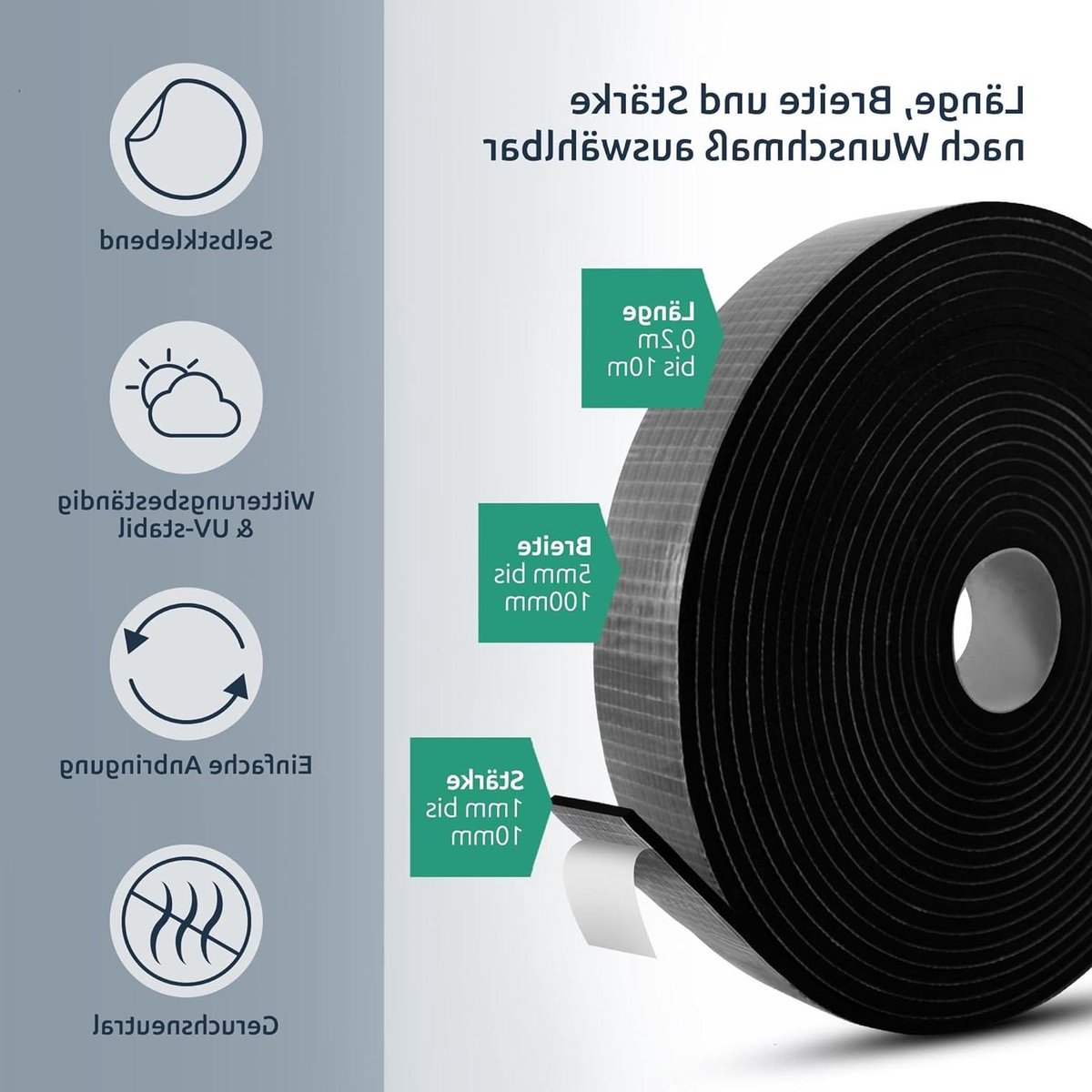 EPDM Celrubber Afdichting - Schuimrubber Tape - Tocht en Water Dichten - Gesloten Celstruc