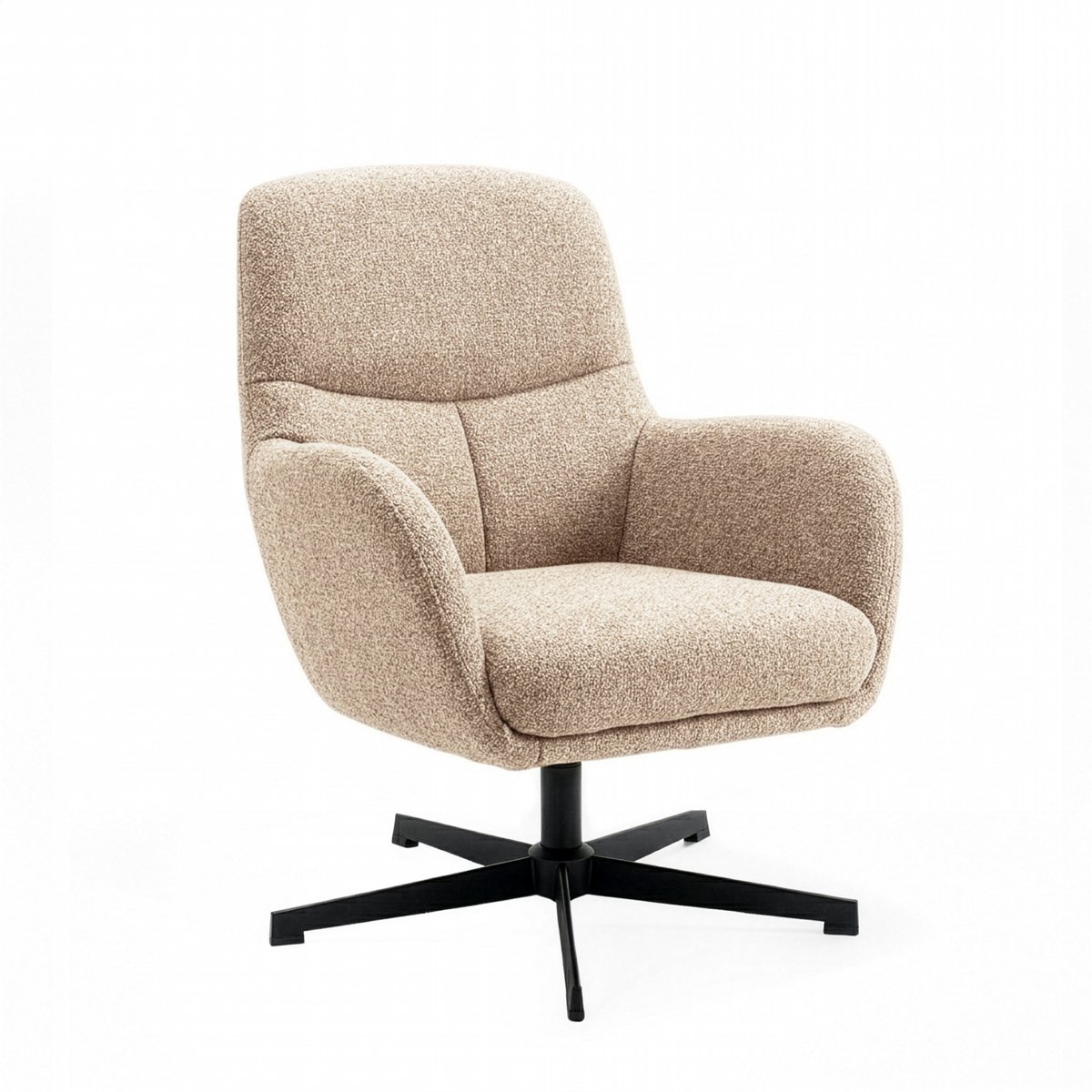 Draaifauteuil Laag Coco - Beige Stoffen Fauteuil - Draaibaar