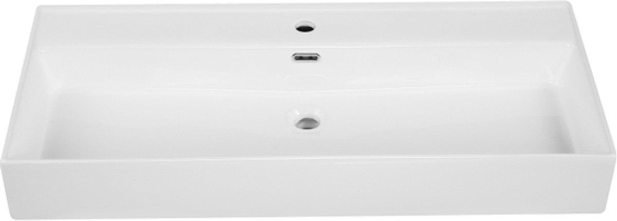 Saniclass Legend Meubelwastafel - 101x47x12cm - met overloop - 1 wasbak - 1 kraangat - keramiek - glans wit