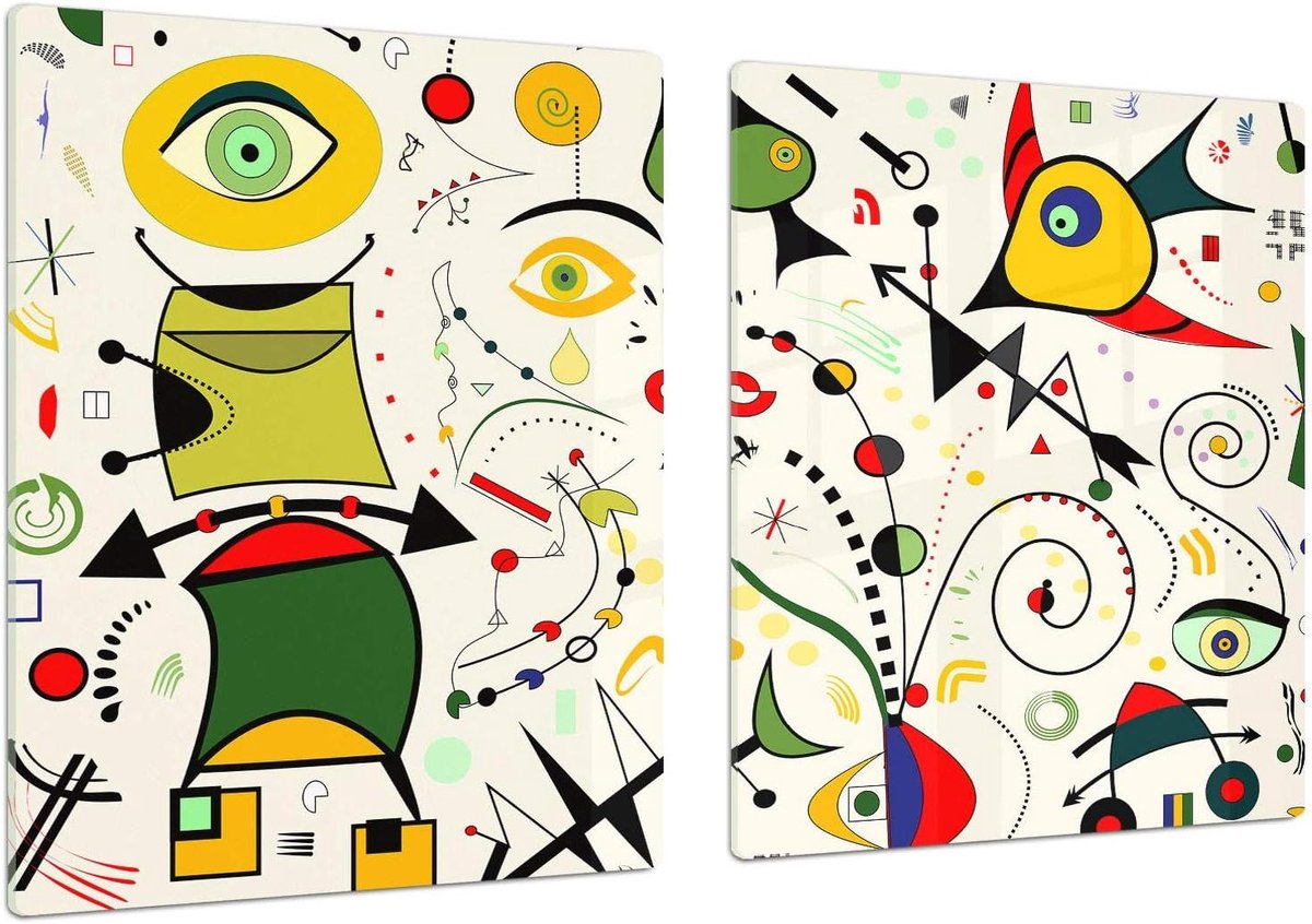 Glazen Snijplank - Keukenbord Kookplaatafdekking - Werkblad Beschermen - Gehard Glas - 80 x 52 cm - Inspired by Miró