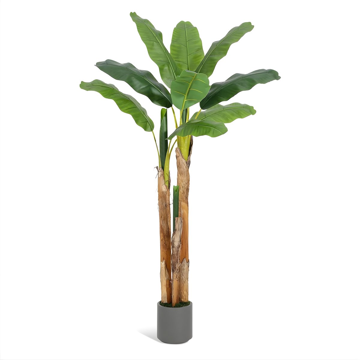 Kunstmatige Bananenboom 150 cm - Kunstplant - Decoratieve Nepplant met Grijze Pot - Voor Binnen & Buiten - Groen