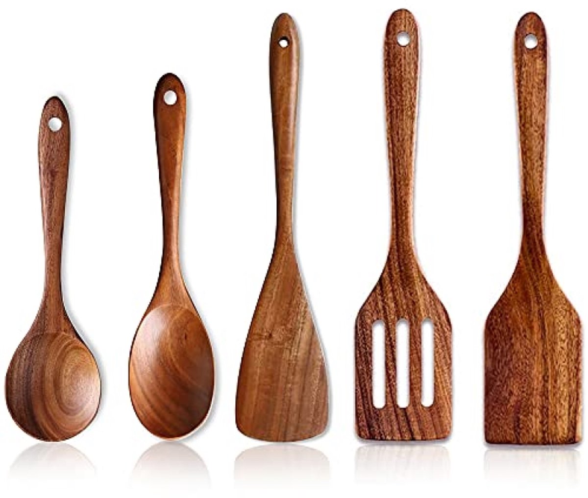 Luxe Houten Keukengerei Set - 5 Stuks - Bestendig Kookgerei - Houten Spatels