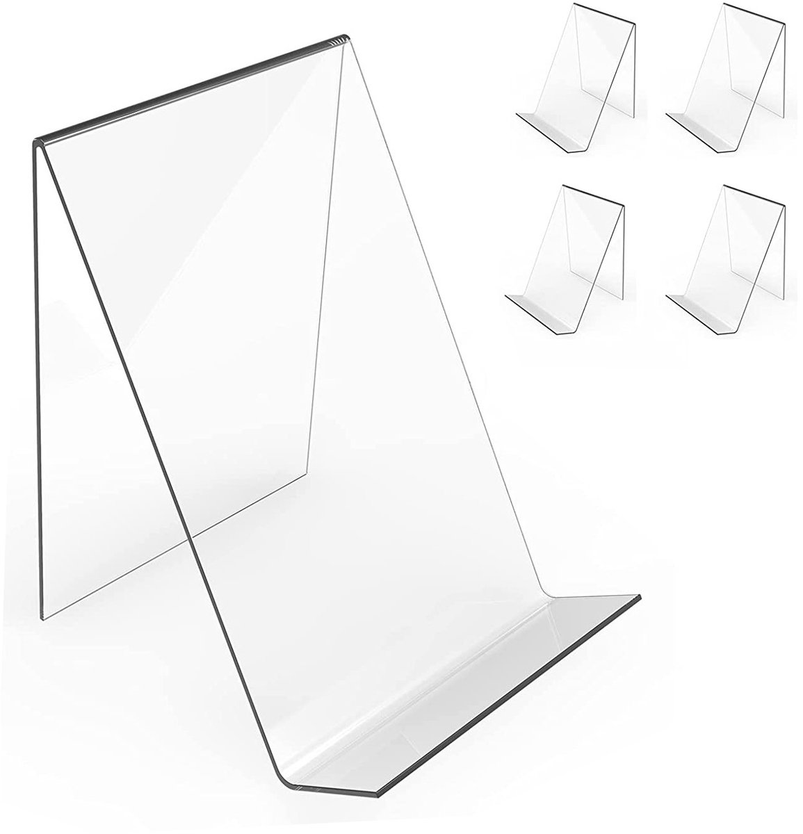 4 stuks book stand, acrylic cookbook holder, stable, light, bookend, transparent