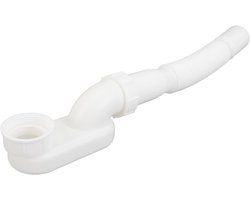 Flat P-siphon voor badkuip, vrijstaande afvoer set, verstelbare PVC afvoerslang, duurzaam en eenvoudig te installeren, ideaal voor badkamerverbouwingen