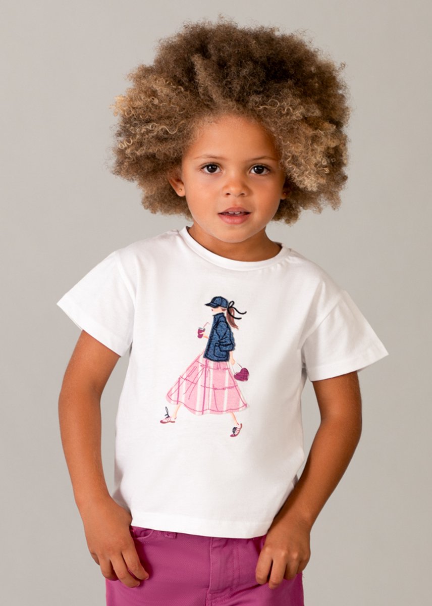MAYORAL - Meisjes t-shirt - Maat 134 - Meisjes - wit -