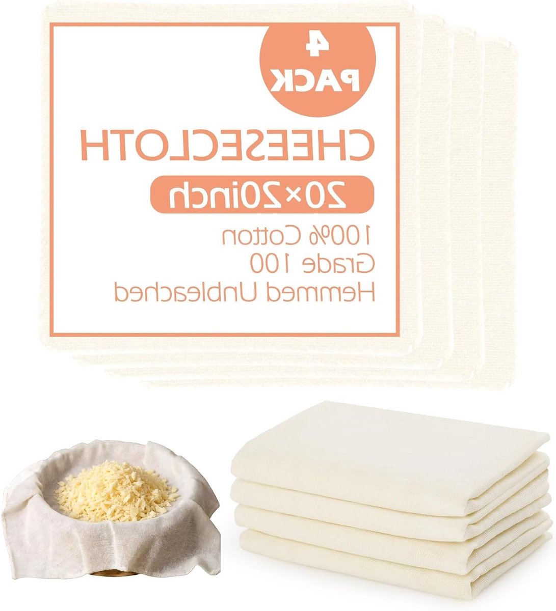 Set van 4 Multifunctionele Katoenen Doeken 50 x 50 cm voor Kaas, Fruit en Sapfilteren