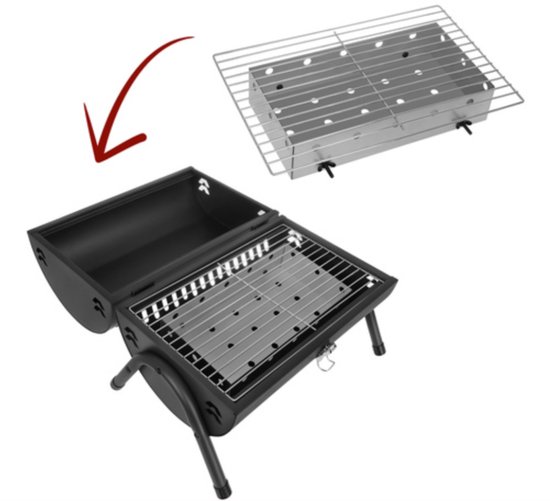 MOZY® - Tafel Barbecue - Zwart - Inclusief Thermometer - met Aslades - Handvat - Compact - Camping Barbecue - Tafelbarbecue - Houtskoolbarbecue van mozy — afbeelding 3