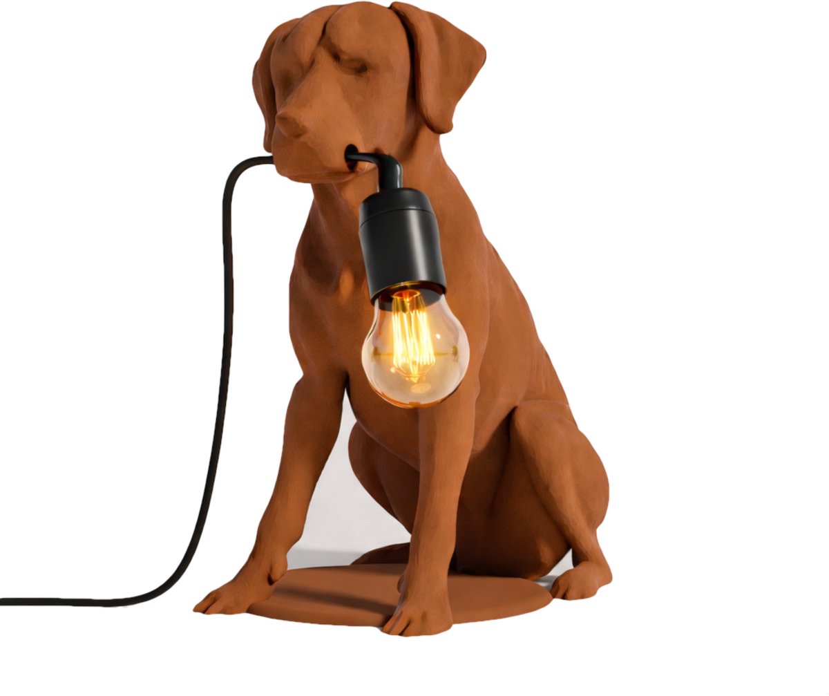 Fiastra Rhodesian Ridgeback tafellamp - hondenlamp - bruin - E14 - 30 x 18 x 25 cm