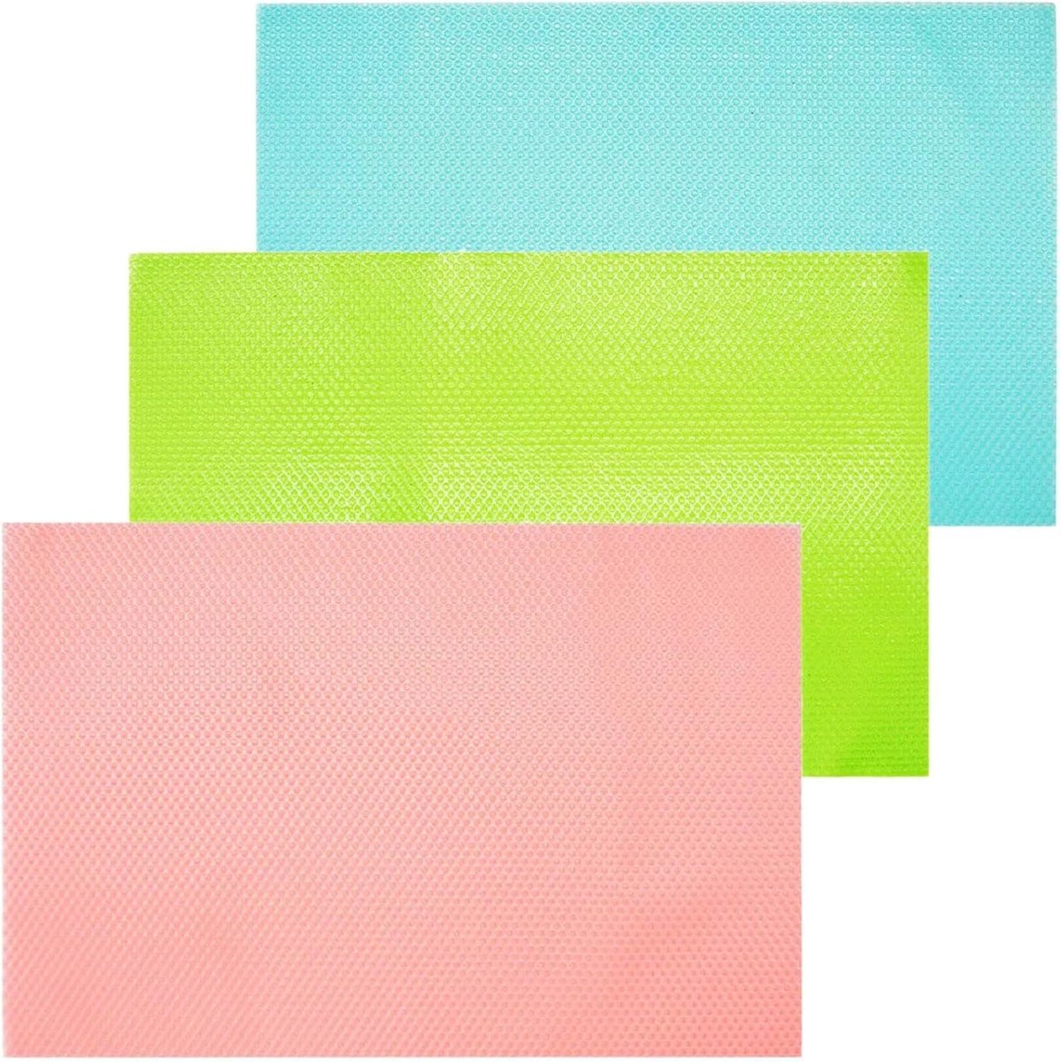 Pack of 3 Antibacteriële Koelkastmatten - Vochtabsorberende Mats - Wasbaar en DIY 29cm x 45cm 3 Blauw Groen Roze