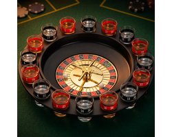 Cheqo Roulette Drankspel Set van 16 - Drinkspel - Shotglaasjes - Drinking Game - Partyspel - Volwassenen - Shotjes - Feestspel - Drank Spel - Shot Roulette - Kansspel - Draaischijf - Bierspel - Casino Spel - Drinken - Spelletjes Volwassenen