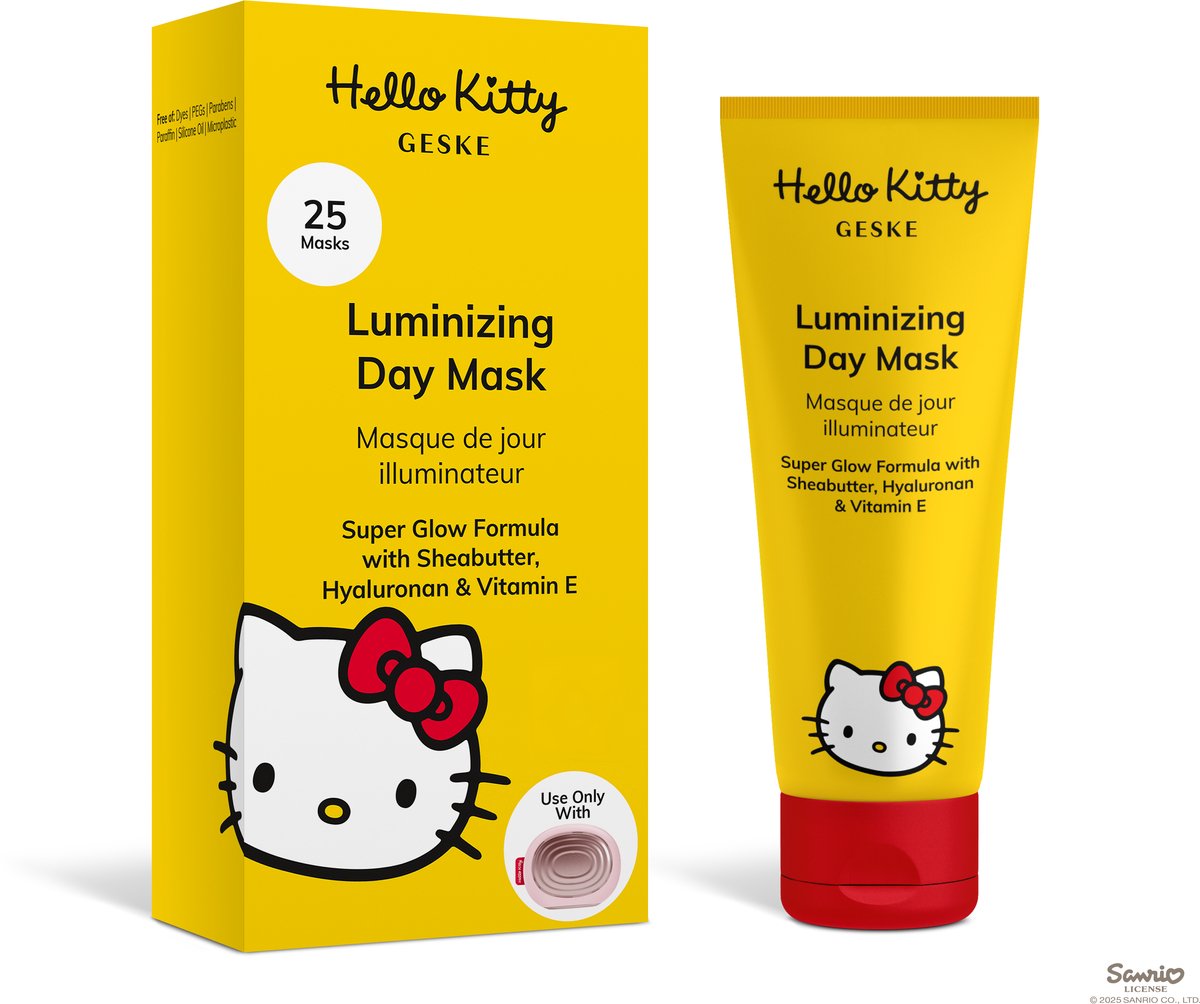 GESKE Luminizing Day Mask | Gebruik met Hello Kitty Sonic Warm & Cool Mask | Met Sheabutter, Hyaluronan & Vitamine E | Super Glow-formule | Normale en vochtarme huid | Vegan en dierproefvrij