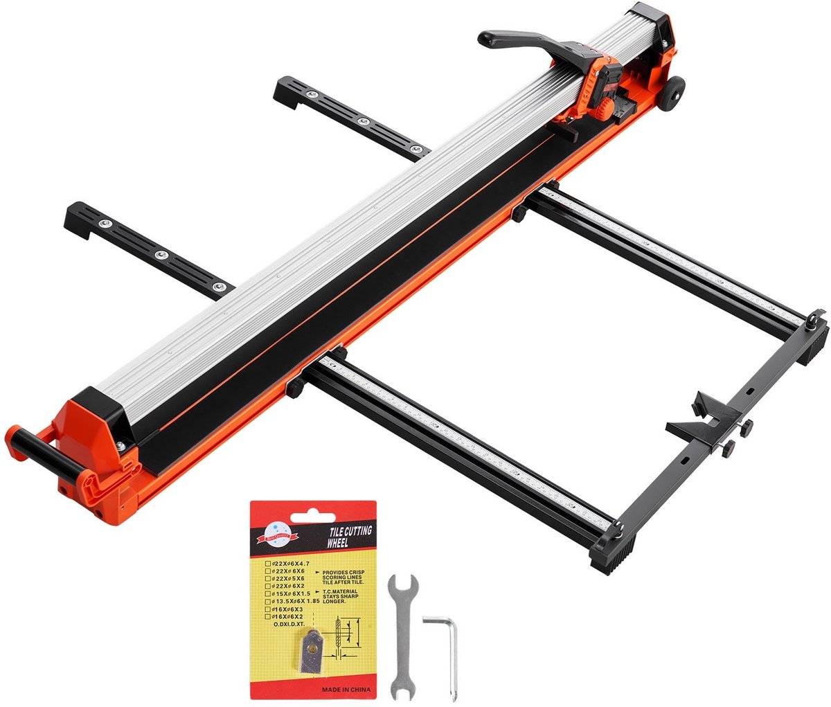 Tegelsnijder 120 cm - Handmatige Tegelsnijmachine - Rail en Schuifkop - Precisie-Uitlijning - Wolfraamcarbide Snijwiel - Steunpoten op Wielen - Keramische Vloer- en Wandtegels