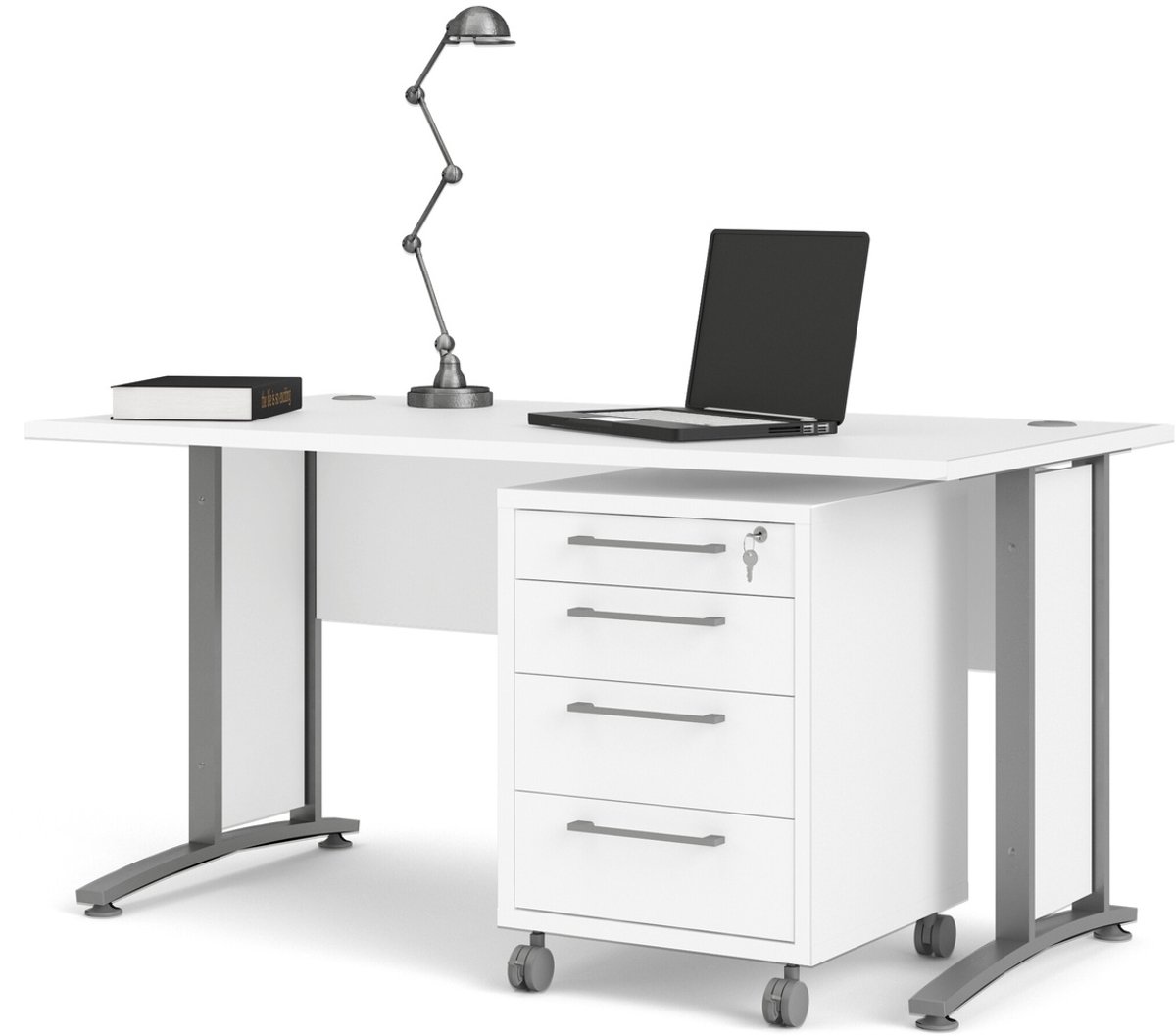 Giga Living Bureau Prima - Wit/Grijs - 150x80x75cm