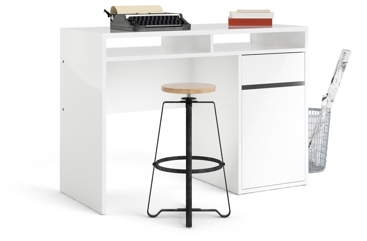 Giga Living Kantoorbureau Function Plus - Wit Hoogglans - 110x48x77cm