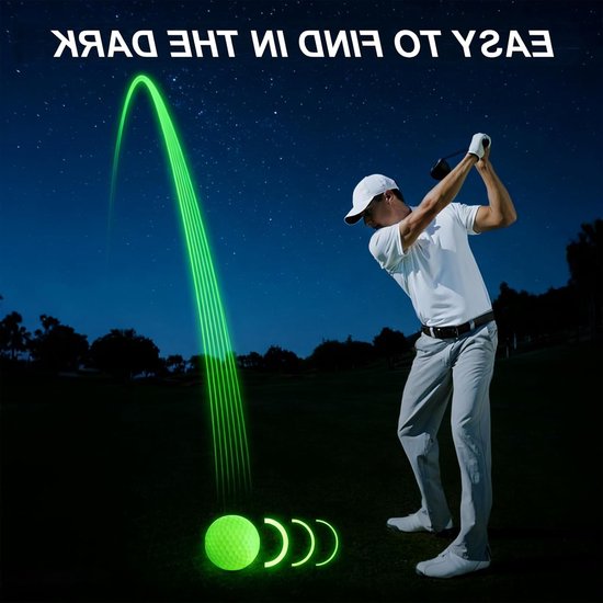 Glanzende golfballen set van 6 stuks voor nachtelijk golfen, lichtgevende sportaccessoires van Merkloos — afbeelding 3