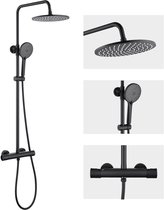 Auralum max Regendouche met Thermostaatkraan - Doucheset - Regendoucheset - 10 inch Douchekop - met Thermostatische Mengkraan - Waterbesparend - Zwart