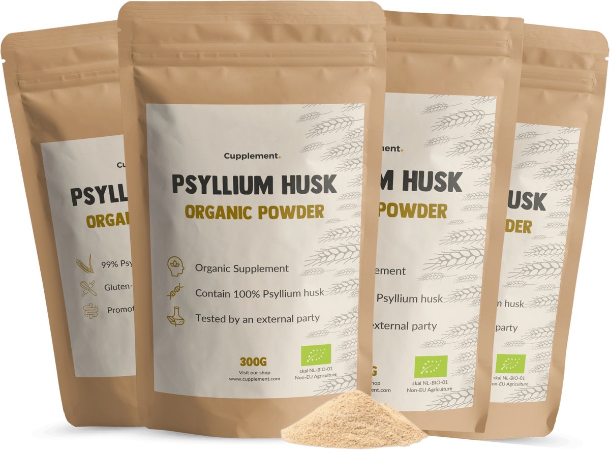 Cupplement Psylliumvezels Poeder Biologisch Combideal 4x 300 gram - Vezel Vlozaad vezel supplement - Psyllium husk psylliumvezels capsules - Darmgezondheid - Vegan - Zonder toevoegingen - Lab getest - 20 dagen voorraad per zakje -