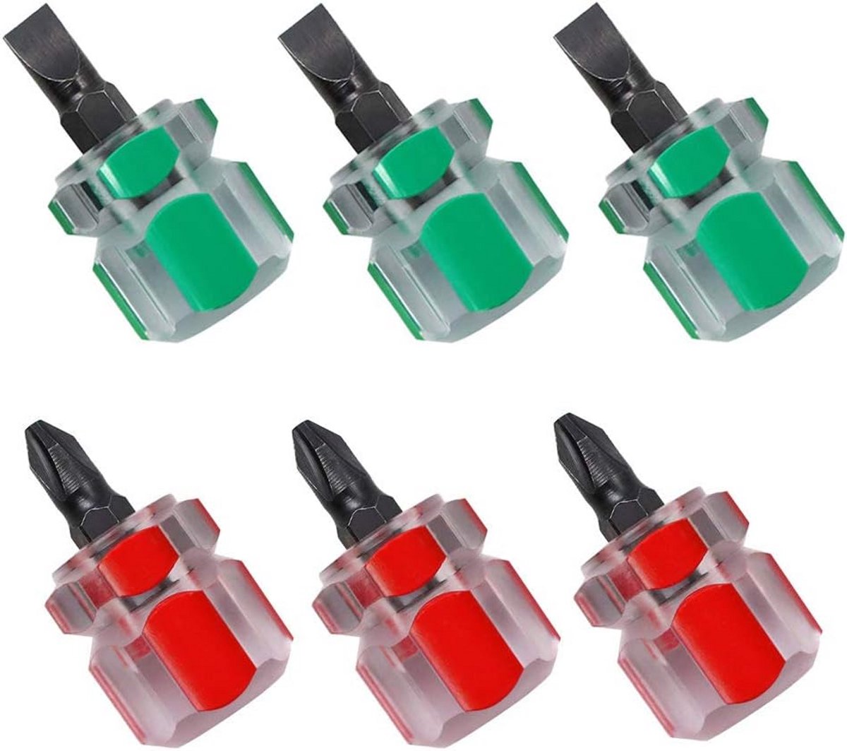 Set van 6 mini stompe schroevendraaiers plat en kruiskop voor naaimachines precisiewerk en kleine ruimtes