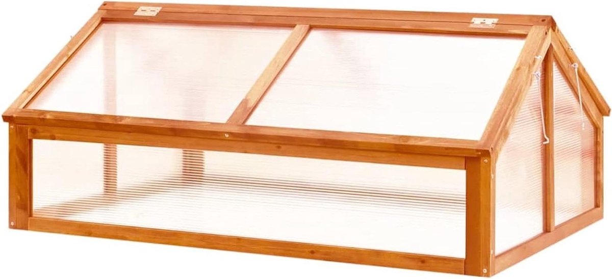 Houten Broeikas - Mini Kas Planten - Planten Beschermen - Massief Sparrenhout - 114x80x50 cm - Bruin