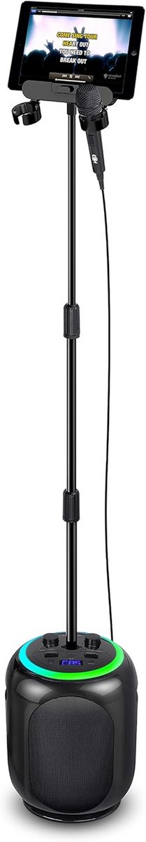 Draagbare luidspreker met microfoon en HD-scherm - 35W PA-systeem, 22 spraakeffecten, pitchcorrectie, verlichting, Bluetooth en video casting