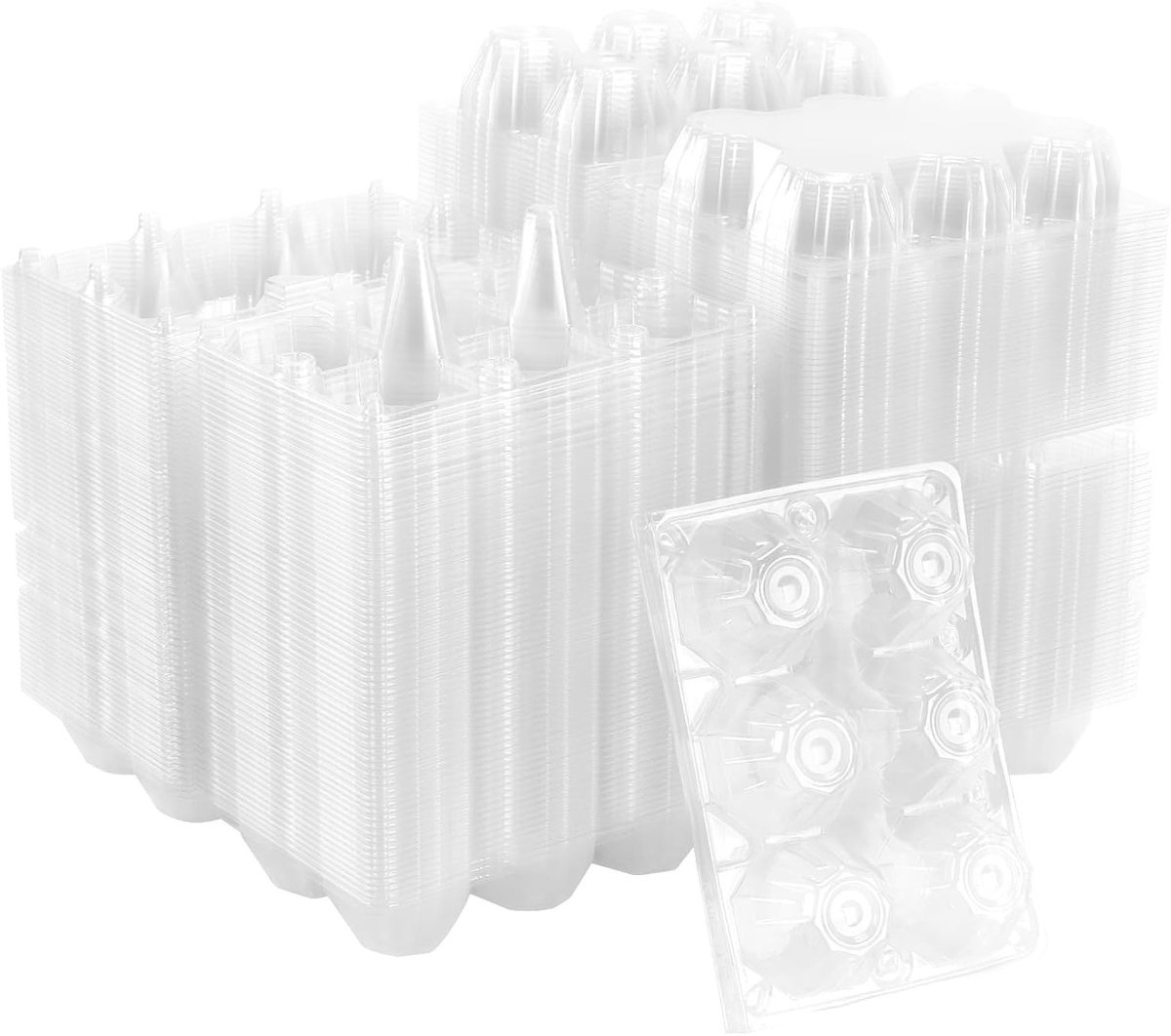 Transparante eierdozen voor 6 eieren - 150 stuks, ideale eieropslag voor koelkast en markt, 14.8 x 10.2 x 6 cm, veilig en praktisch