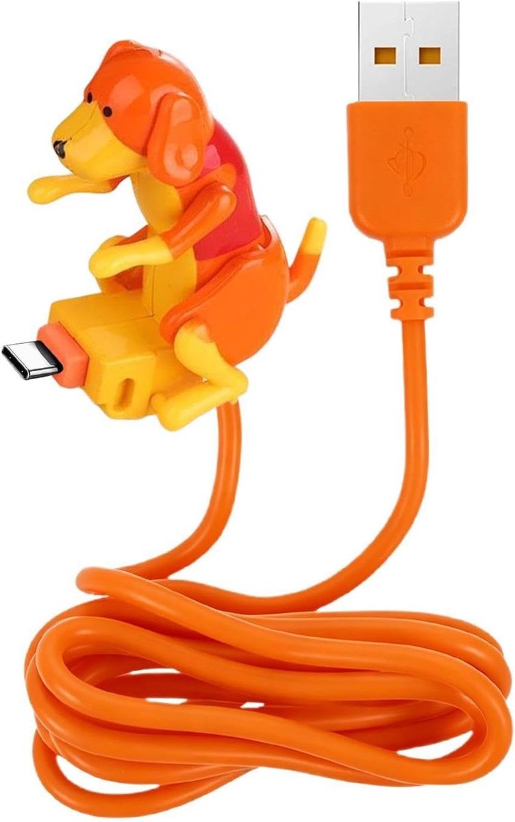 Type C Oplader - Snelstroomkabel Mobiel - Apparaten Opladen - Schattig Puppydesign - 6 x 3 cm - Oranje