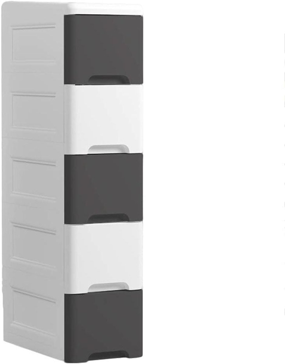 Opbergkast Lade - Organizer Plank - Ruimte Organiseren - 5 Lagen Ontwerp - 20 x 38 x 83 cm - Bruin-wit