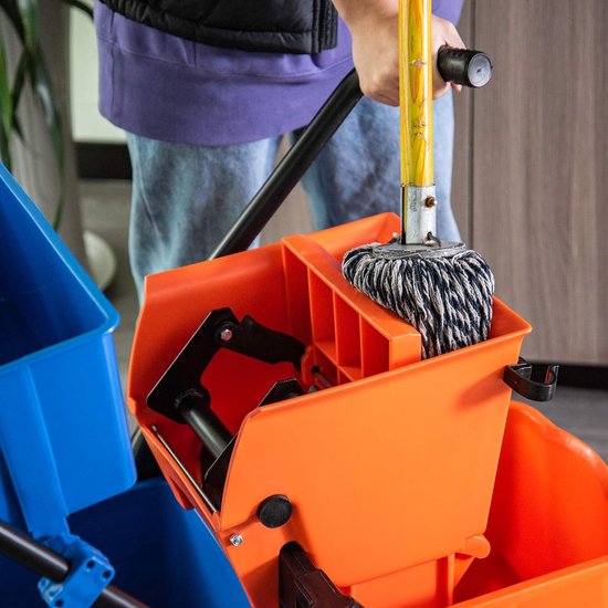 Professionele Schoonmaakwagen met Dubbele Emmer en Wringer voor Vloerreiniging — afbeelding 2