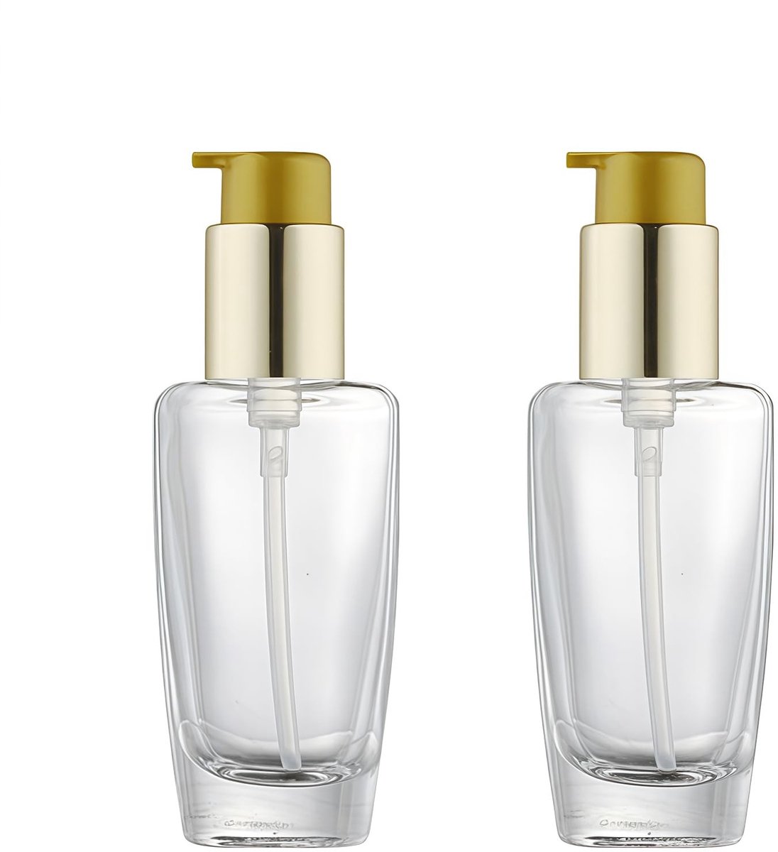 MTTproducts- Pompfles 50ml - 2 Stuks - Glazen/Plastic - Draagbaar - Lekvrij - Afsluitbare Pomp - Cosmeticafles