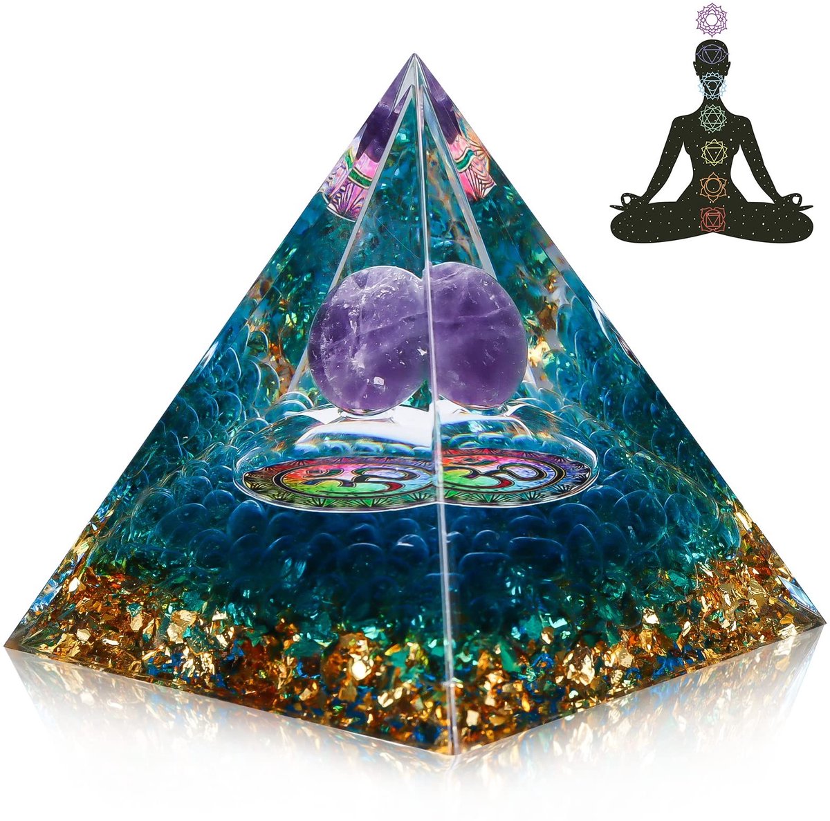 MTTproducts- Orgonietpiramide 6 cm - Reiki Kristal - Chakra Balans - Meditatie - Geluksbrenger - Blauwe Kleur - Energiepiramide