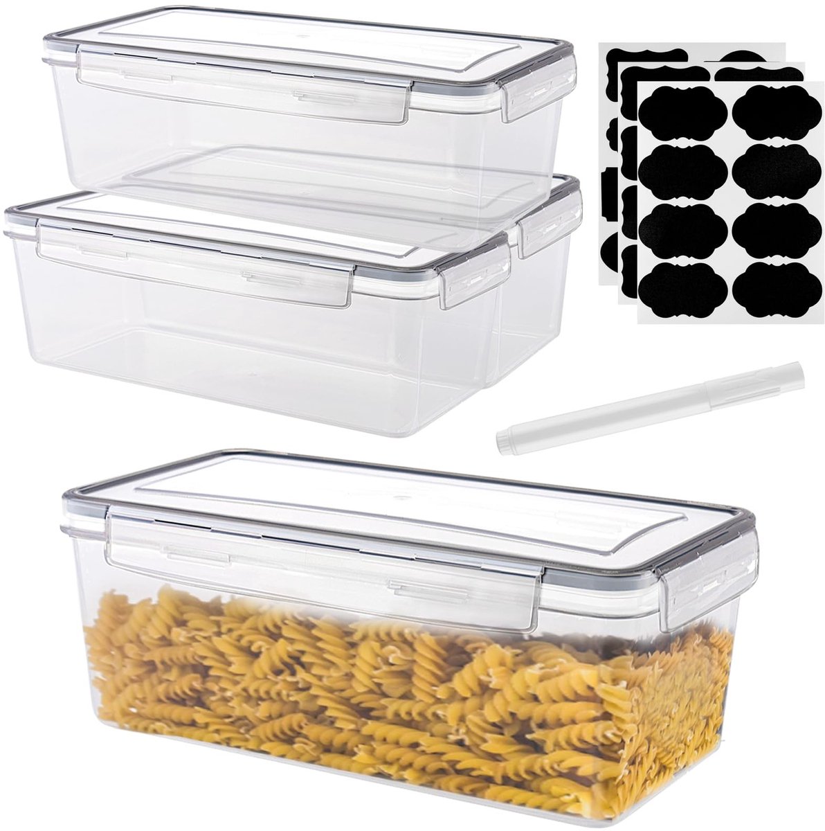 MTTproducts- Opbergdozen 4x 3,2 L - Luchtdicht - Plastic - Transparant - Organiser - 27,5 x 13,3 x 11,8 cm - Makkelijk te stapelen - Opslagboxen